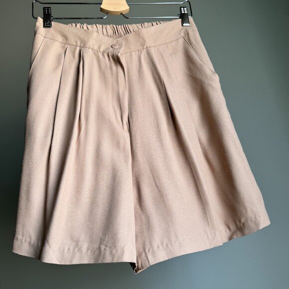 Pleated Wide Leg Shorts S/M 28 Waist Khaki Tan - Picture 10 of 15